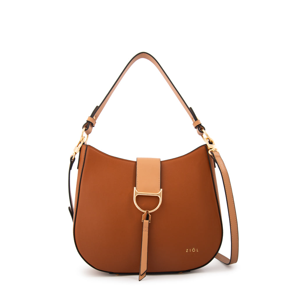 Cartera corte oval sarah mediana café