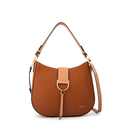 Cartera corte oval sarah mediana café