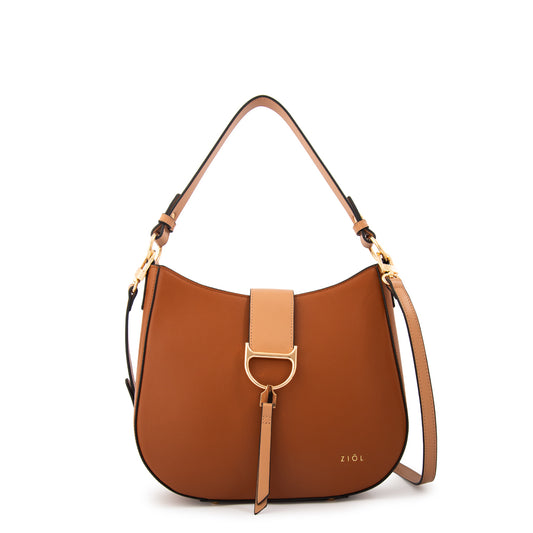 Cartera corte oval sarah mediana café