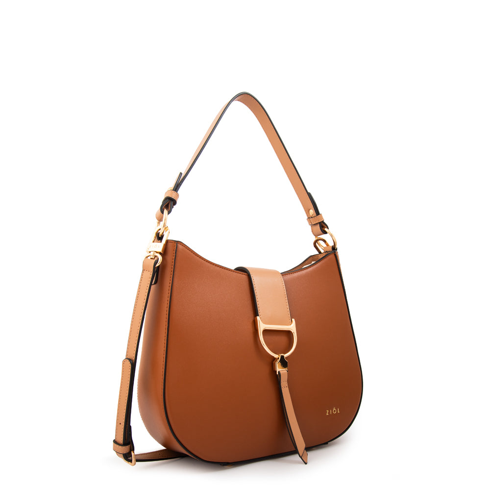 Cartera corte oval sarah mediana café