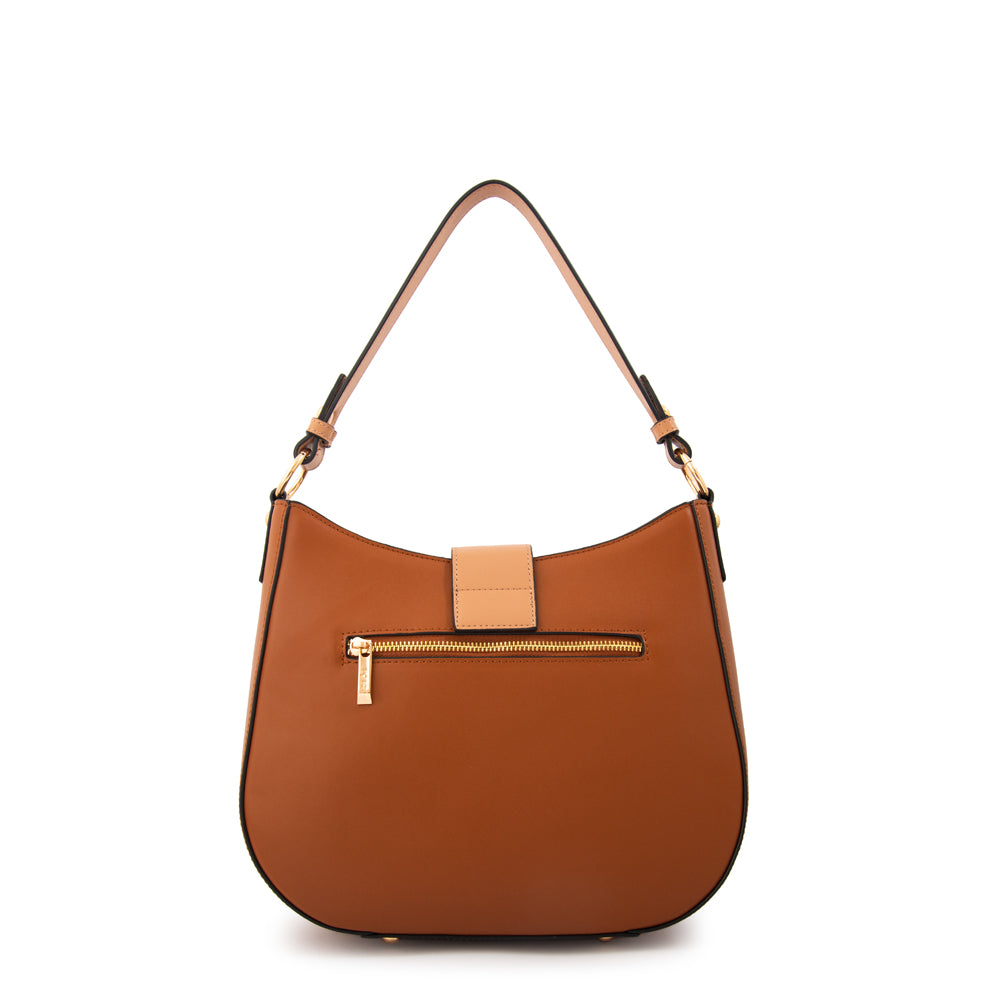 Cartera corte oval sarah mediana café