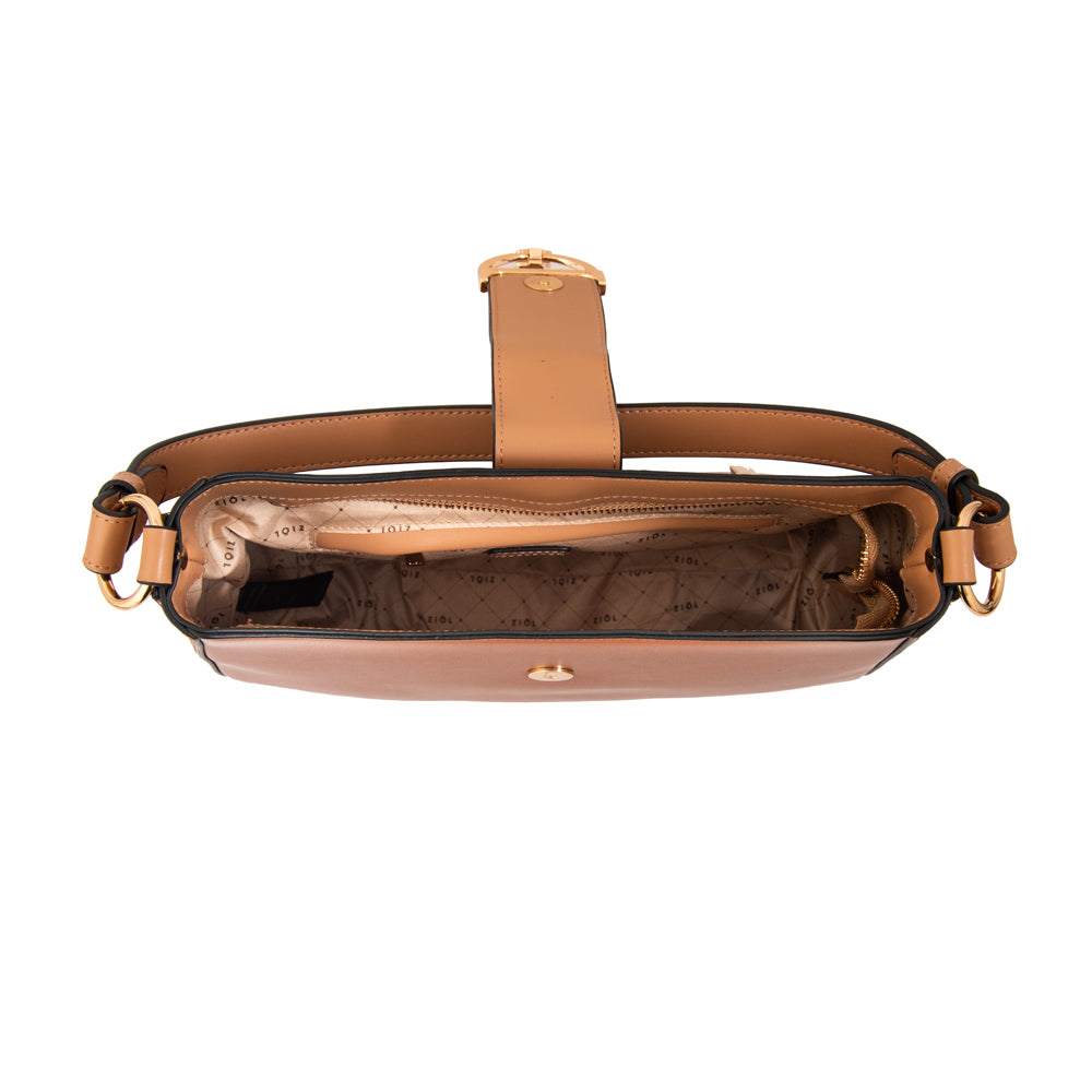 Cartera corte oval sarah mediana café