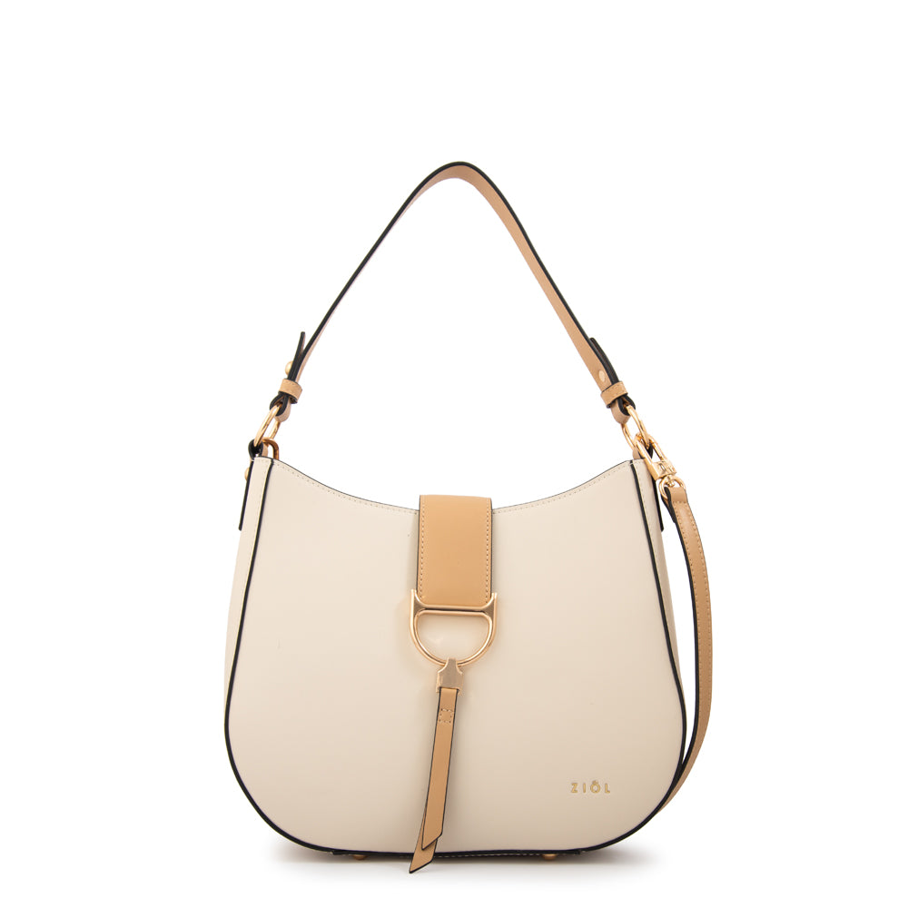 Cartera corte oval sarah blanco crudo