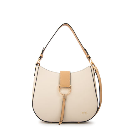 Cartera corte oval sarah blanco crudo