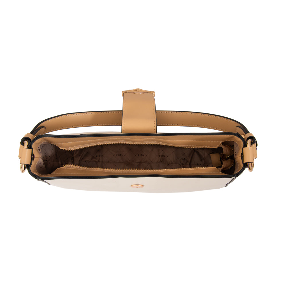Cartera corte oval sarah mediana blanco crudo
