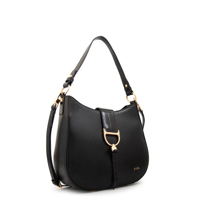 Cartera corte oval sarah mediana negro