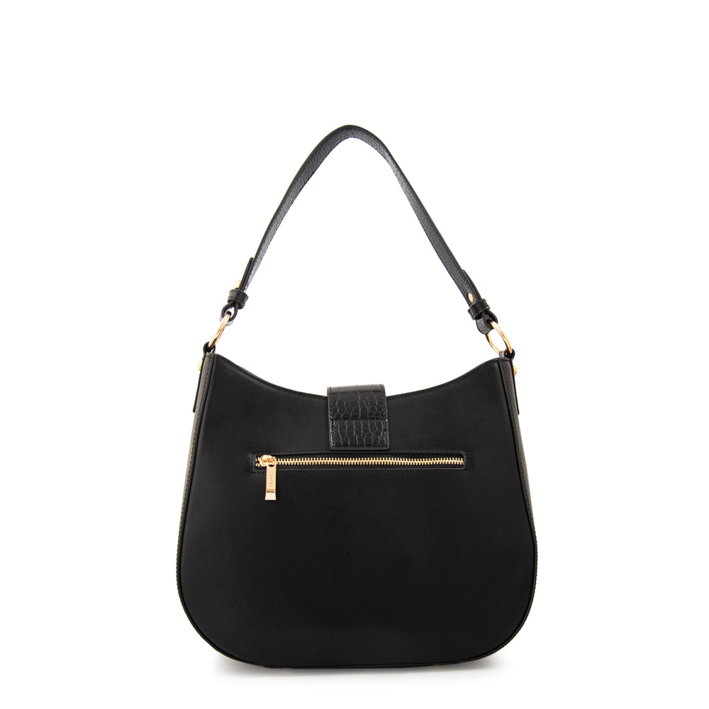 Cartera corte oval sarah mediana negro