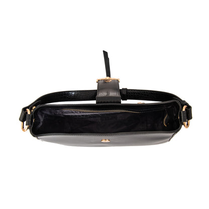 Cartera corte oval sarah mediana negro