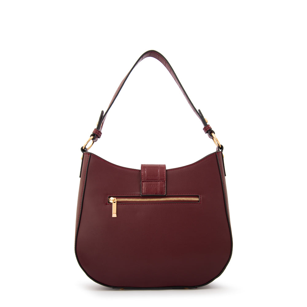Cartera corte oval sarah mediana burdeo