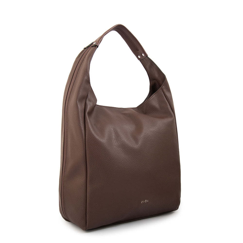 Cartera corte oval barbara grande café oscuro