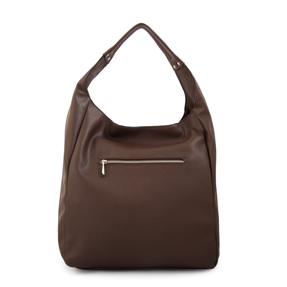Cartera corte oval barbara grande café oscuro