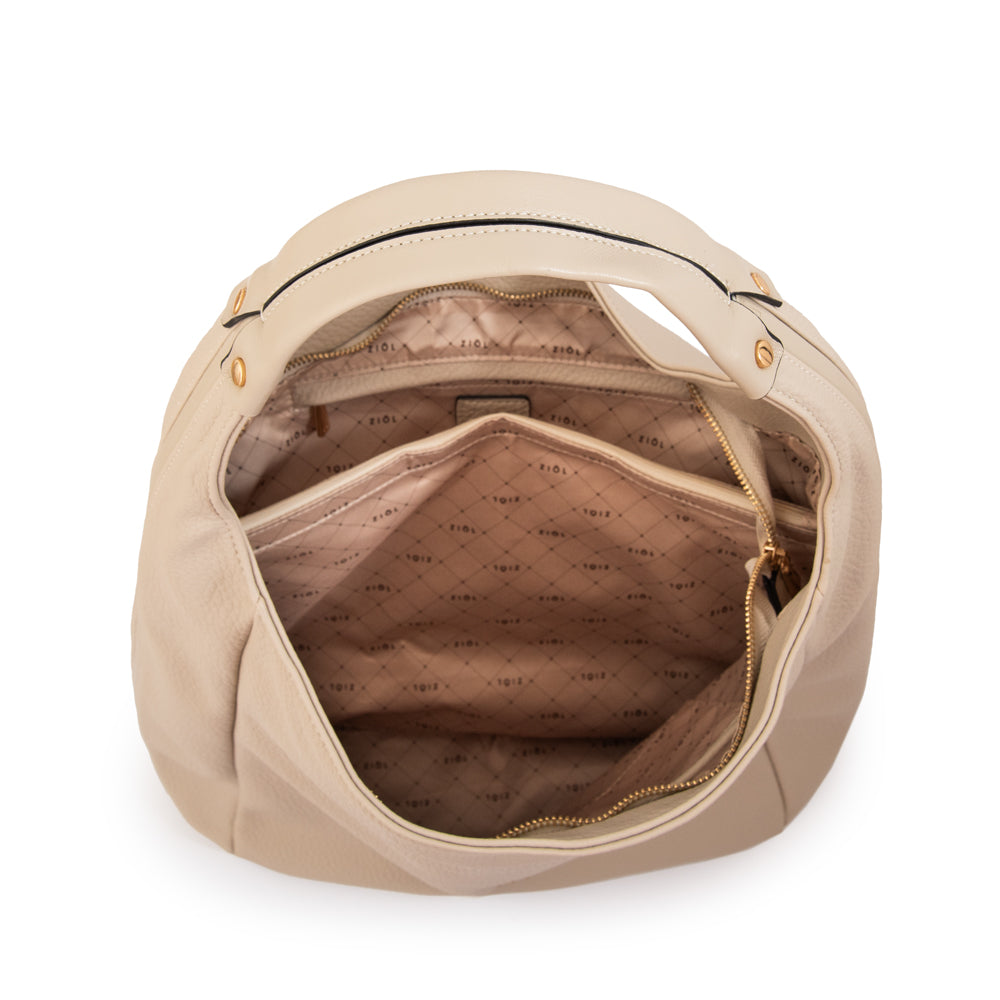 Cartera corte oval barbara blanco crudo