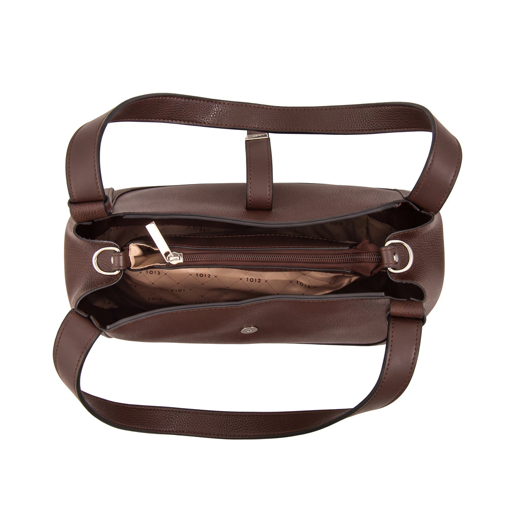 Cartera tote carey pequeña café oscuro