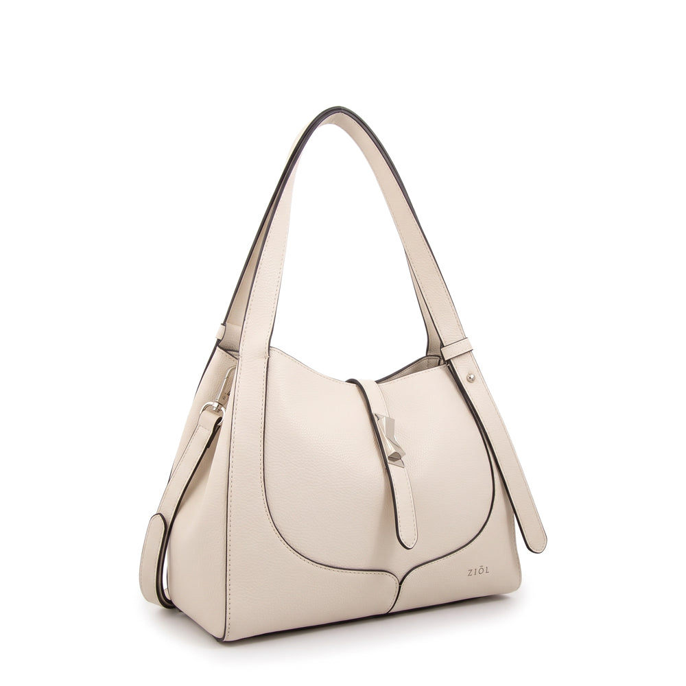 Cartera tote carey pequeña blanco crudo