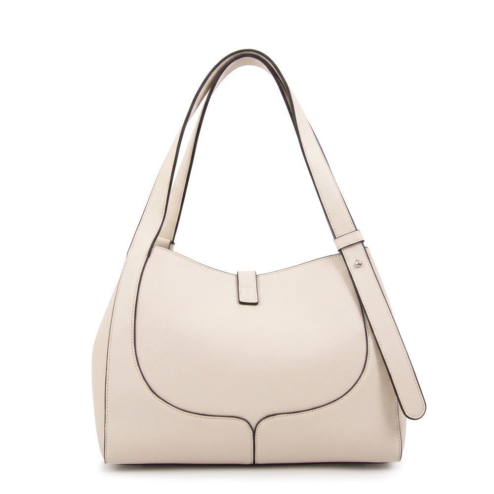 Cartera tote carey pequeña blanco crudo