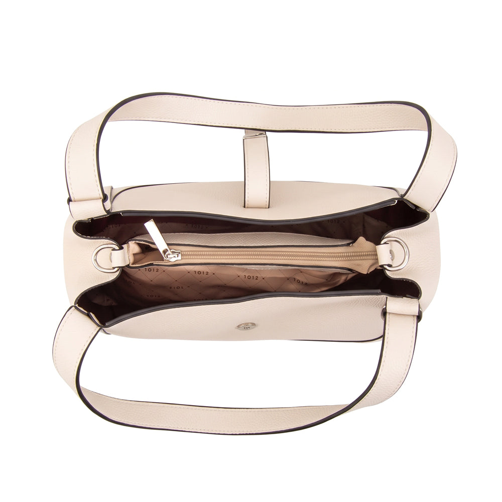 Cartera tote carey pequeña blanco crudo