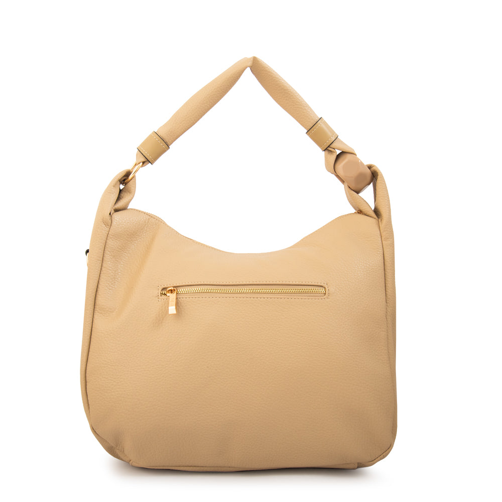 Cartera corte oval casandra grande beige oscuro