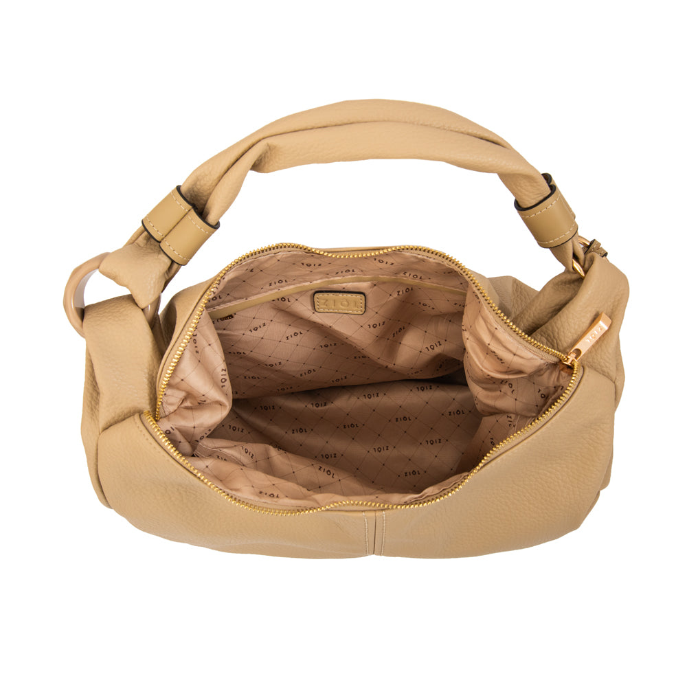 Cartera corte oval casandra grande beige oscuro