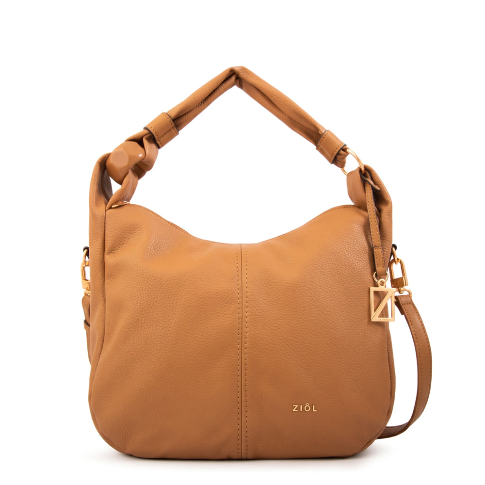 Cartera corte oval casandra grande camel