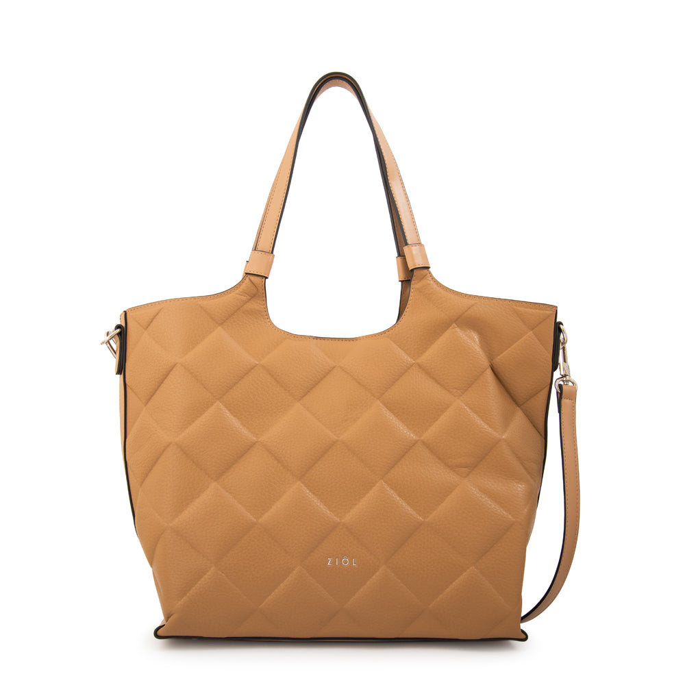 Cartera tote liah grande beige oscuro