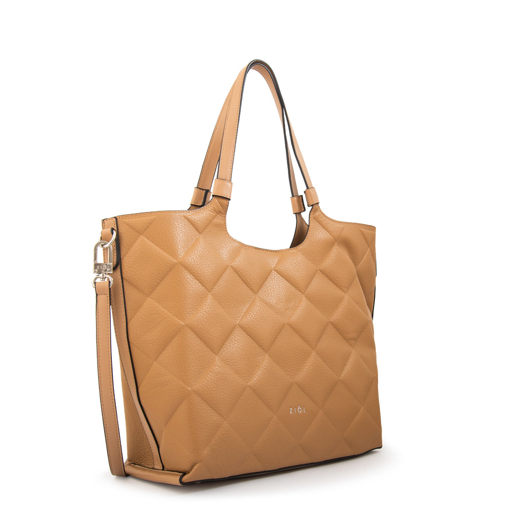 Cartera tote liah grande beige oscuro