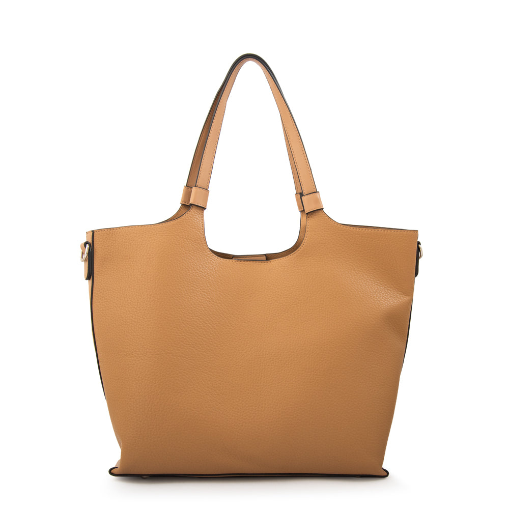 Cartera tote liah grande beige oscuro
