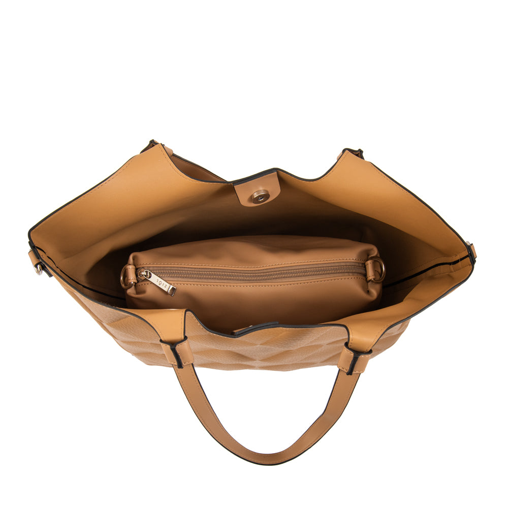 Cartera tote liah grande beige oscuro