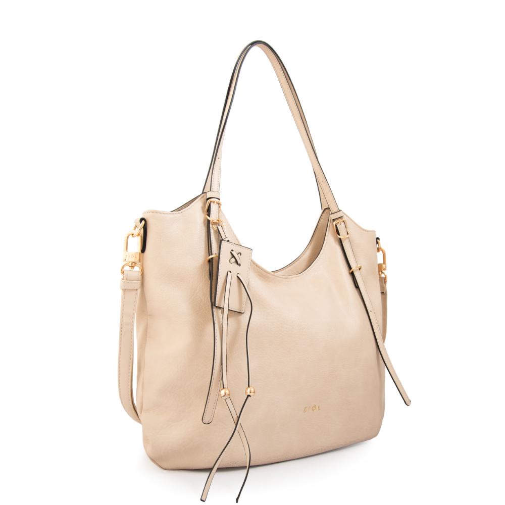 Cartera tote tavia grande blanco crudo