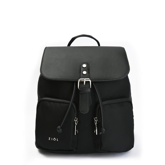 Mochila Con Tapa Mediana Minzip Negro