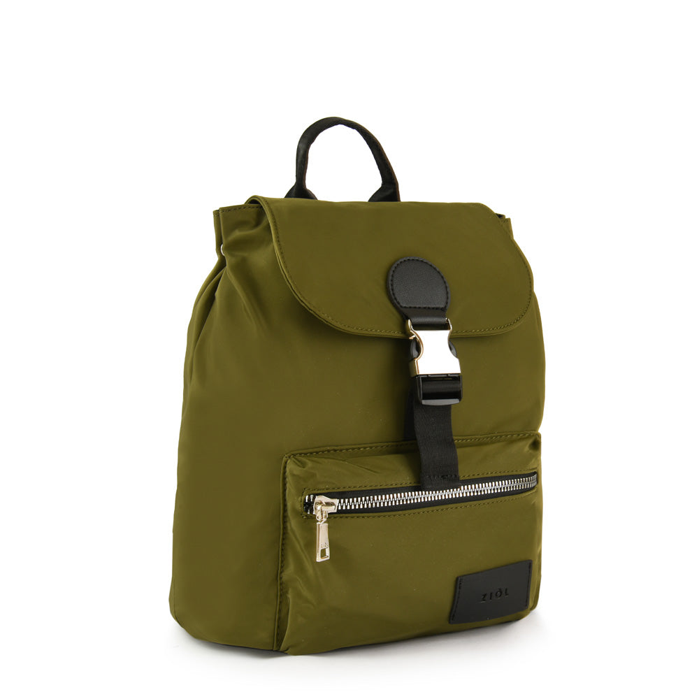 Mochila con tapa amara mediana verde oliva