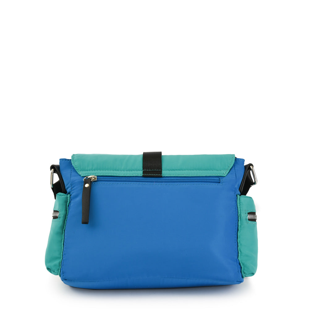 Cartera bandolera con tapa pequeña abie azul