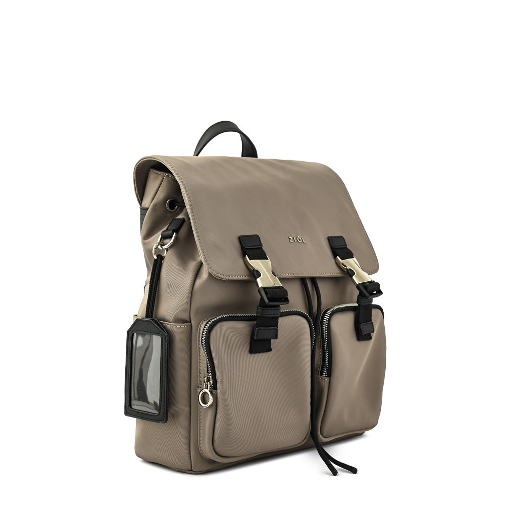 Mochila con tapa odelia mediana beige oscuro