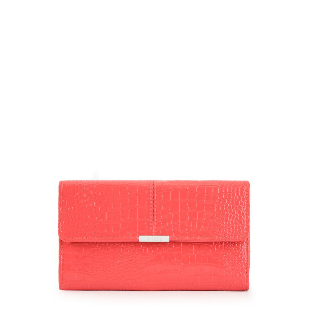 Chequera Con Flap Grande Caroline Coral