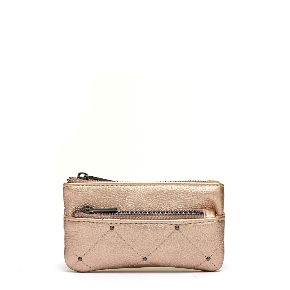 Monedero Rectangular Pequeña Plum Rosa Metalico