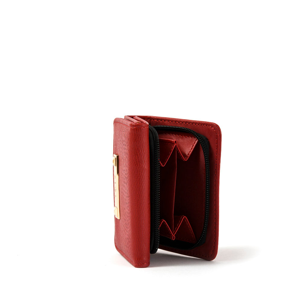 Billetera cierre exterior pequeña fraila rojo