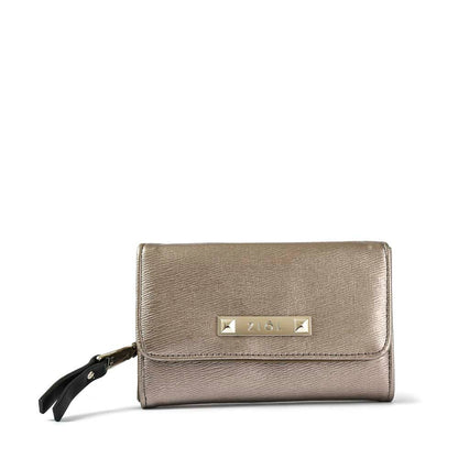 Billetera cierre exterior mediana fraila plateado