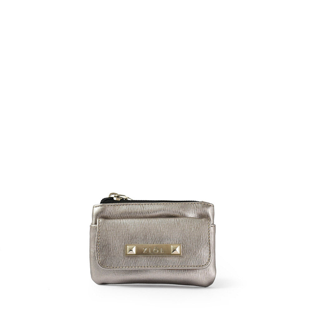 Monedero bolsillo frontal fraila plateado