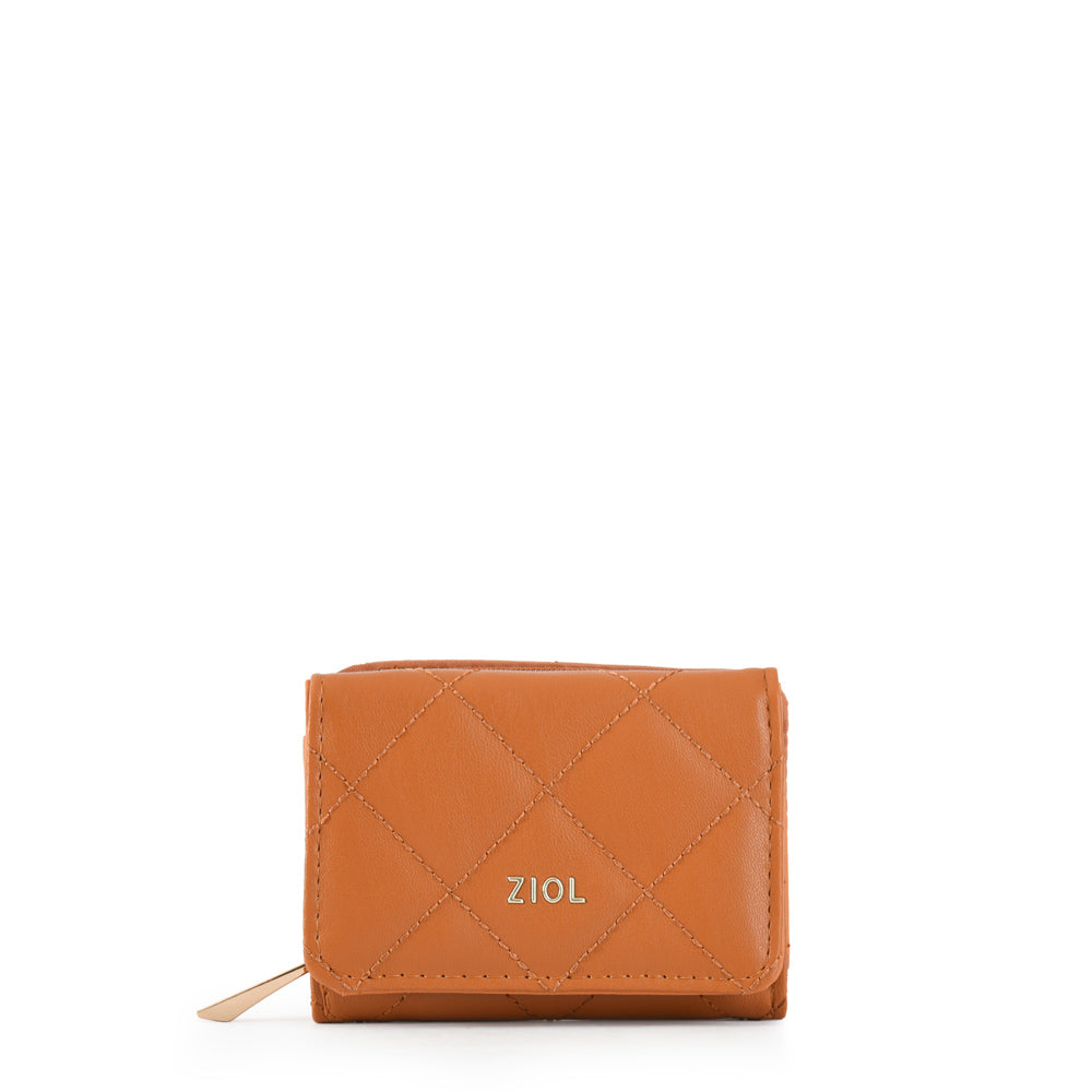 Billetera cierre exterior bouffi pequeña camel