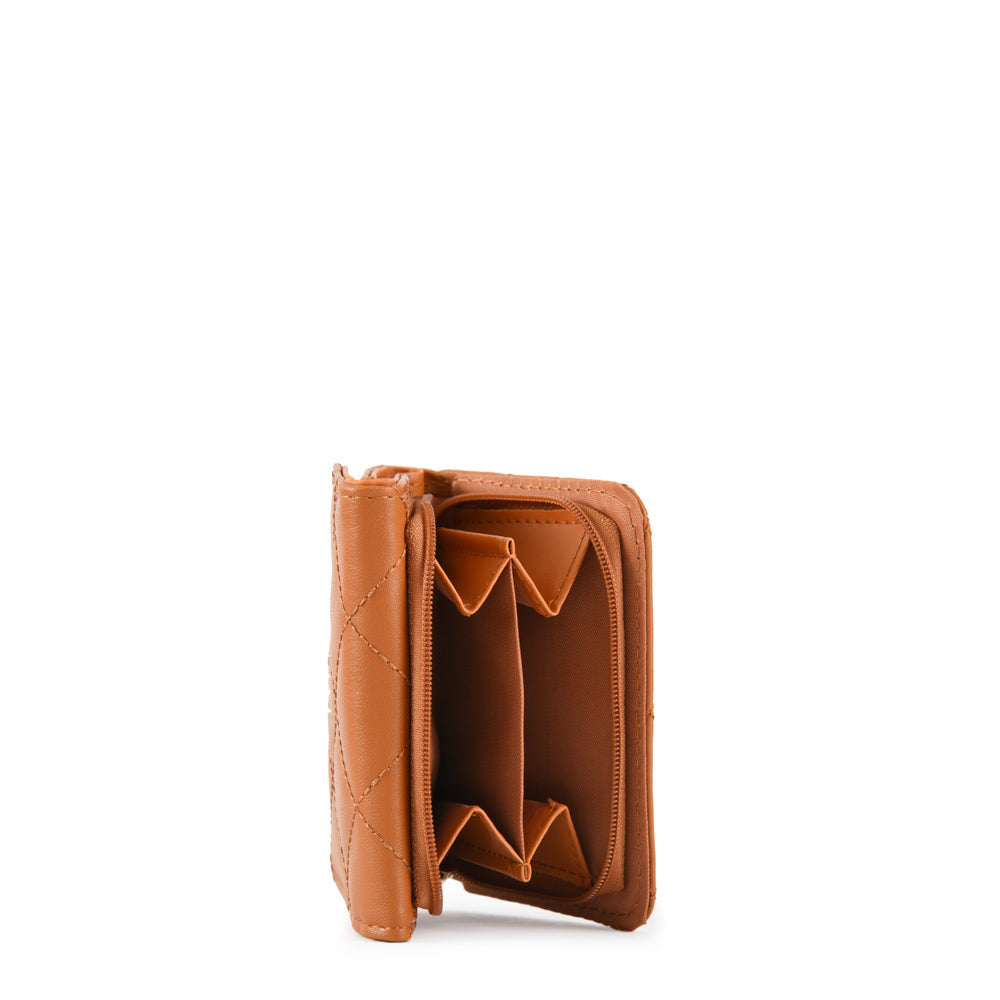 Billetera cierre exterior bouffi pequeña camel