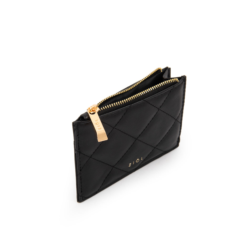 Tarjetero con cierre bouffi pequeña negro