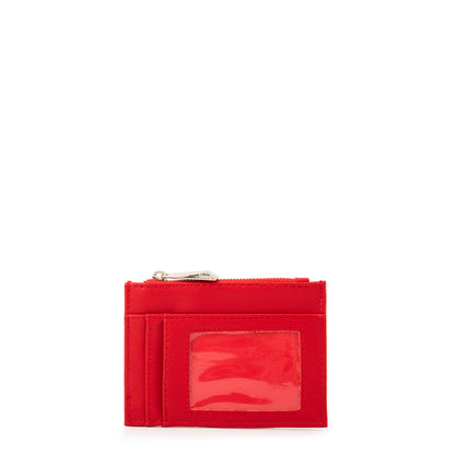 Tarjetero con cierre bouffi pequeña rojo