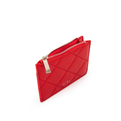 Tarjetero con cierre bouffi pequeña rojo