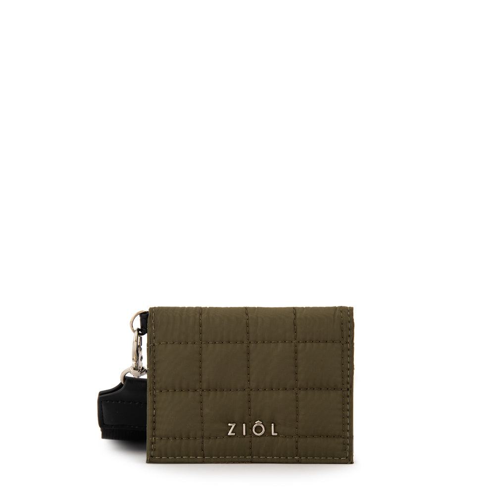 Tarjetero rectangular nacha pequeña verde oliva