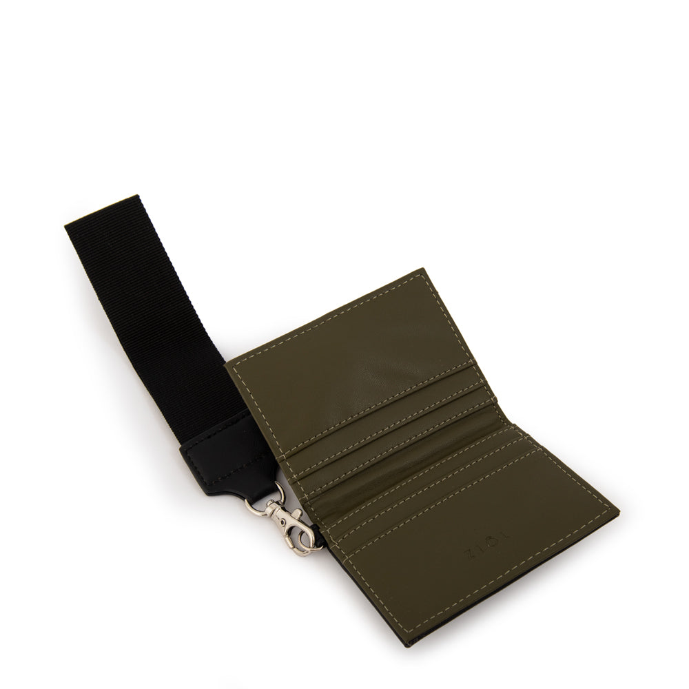 Tarjetero rectangular nacha pequeña verde oliva