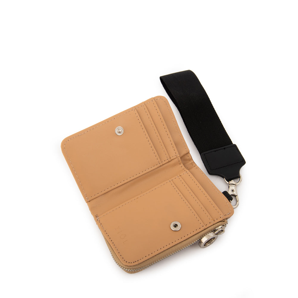 billetera cierre exterior pequeña nacha beige