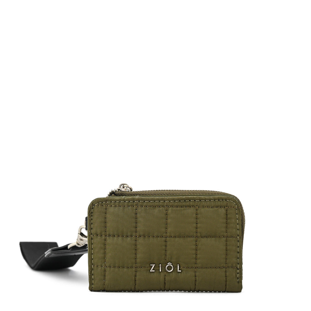 billetera cierre exterior pequeña nacha verde oliva