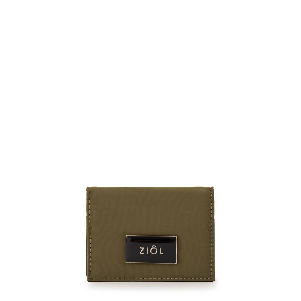 Tarjetero rectangular luna pequeña verde oliva