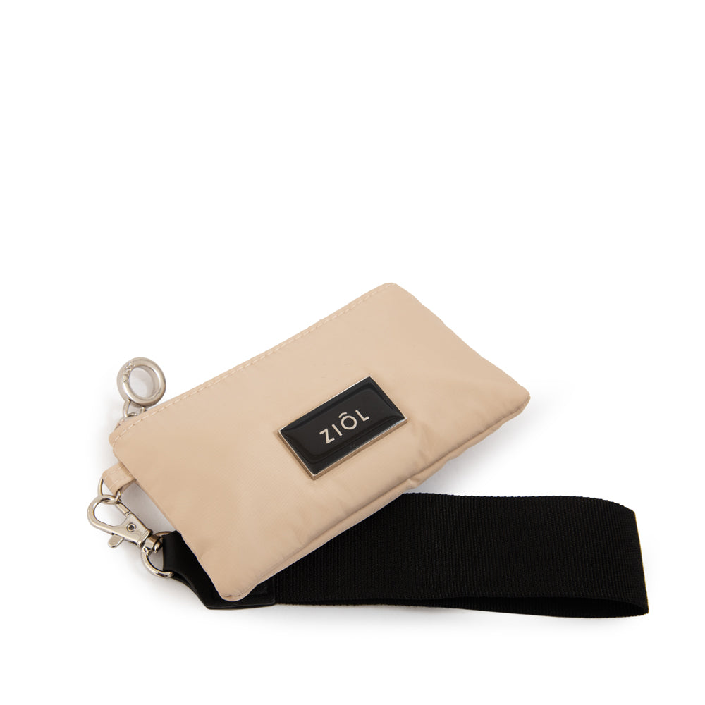 Monedero cierre exterior luna pequeña beige