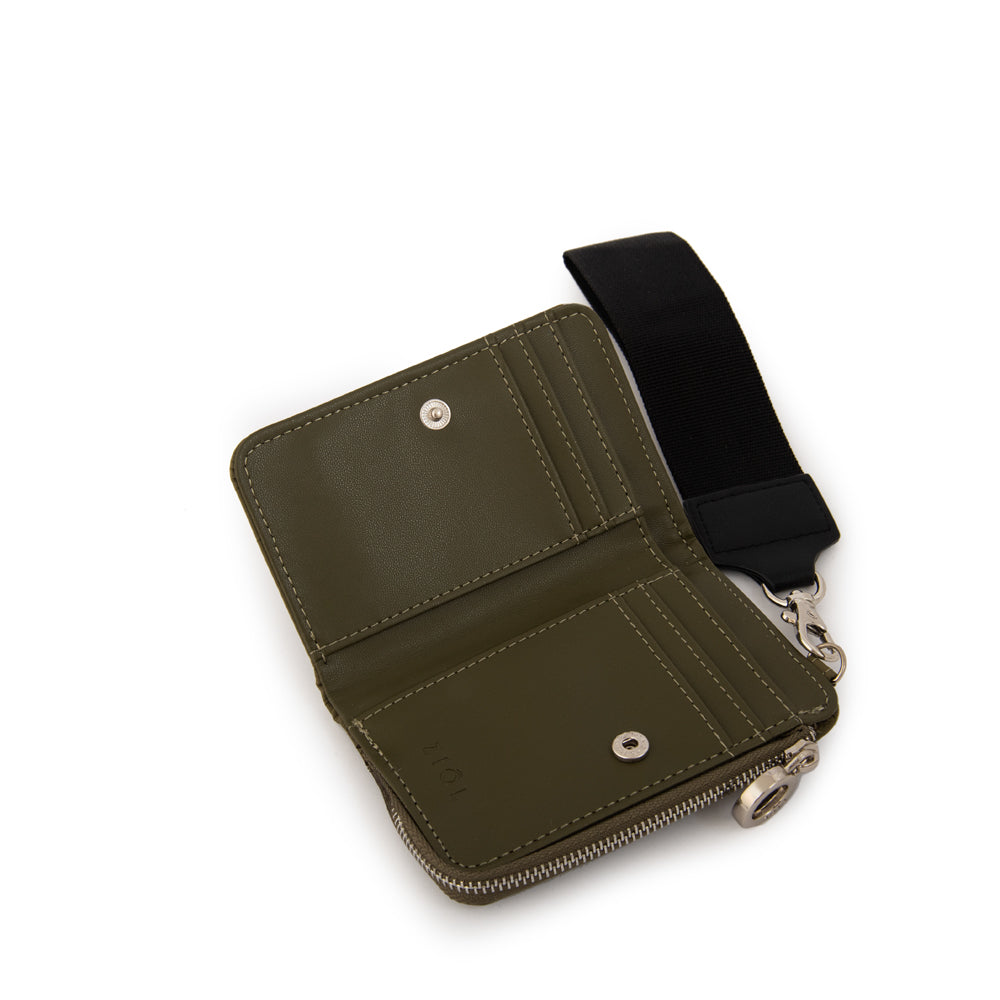 billetera cierre exterior pequeña luna verde oliva