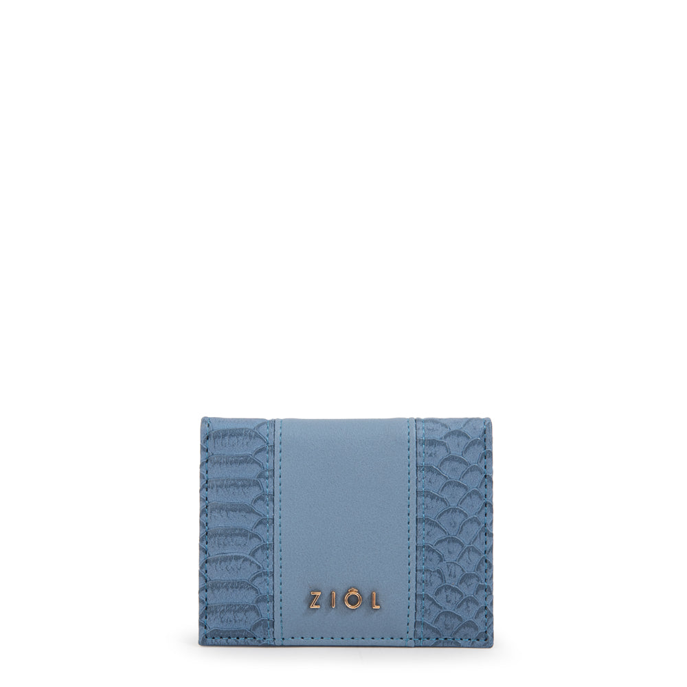 Tarjetero con ventana exterior blur denim